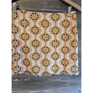Cotton Candy la mini skirt orange floral hippie retro 70’s longaberger golden M
